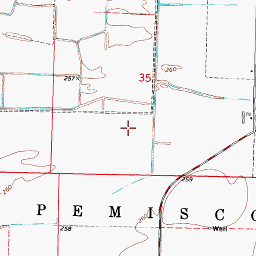 Topographic Map of Township of Pemiscot, MO