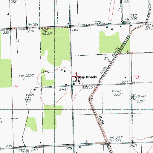 Topographic Map of Cross Roads Church, AR