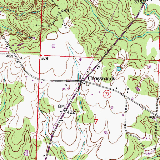 Topographic Map of Crossroads, AR