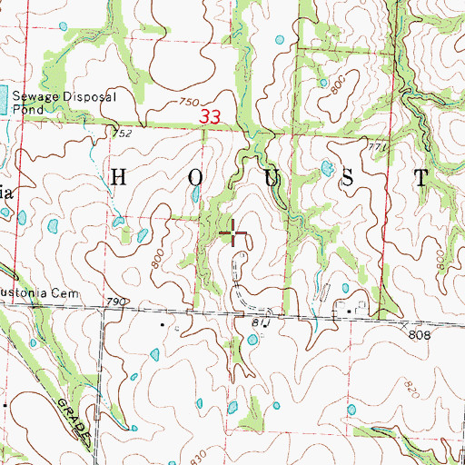 Topographic Map of Township of Houstonia, MO