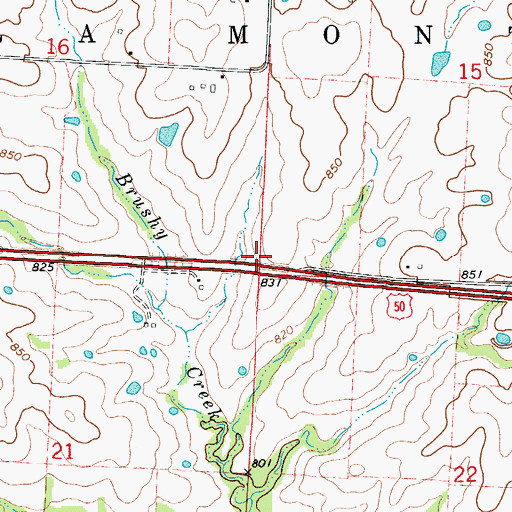 Topographic Map of Township of La Monte, MO
