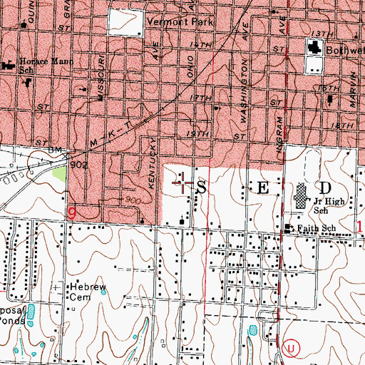 Topographic Map of Township of Sedalia, MO