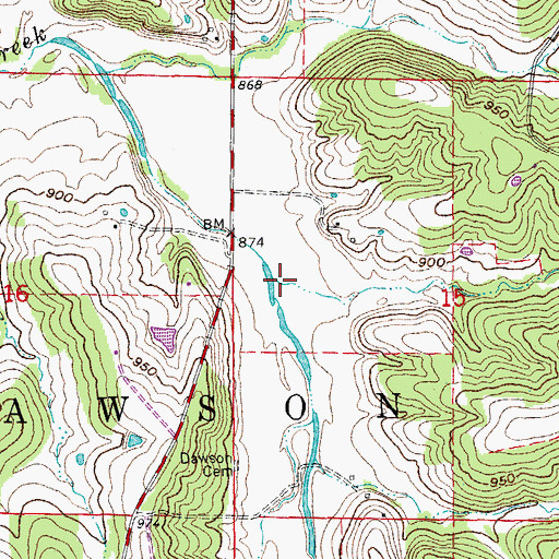 Topographic Map of Township of Dawson, MO