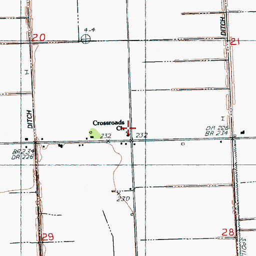 Topographic Map of Cross Roads Baptist Church, AR