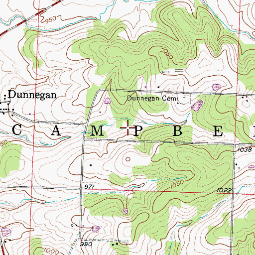 Topographic Map of Township of Campbell, MO