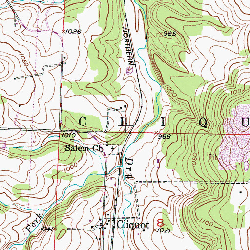 Topographic Map of Township of Cliquot, MO