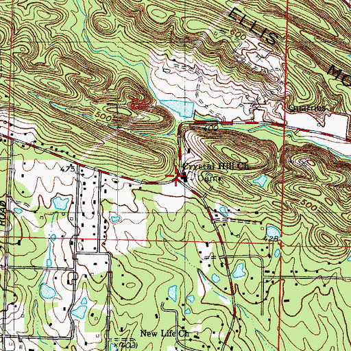 Topographic Map of Crystal Hill Baptist Church, AR