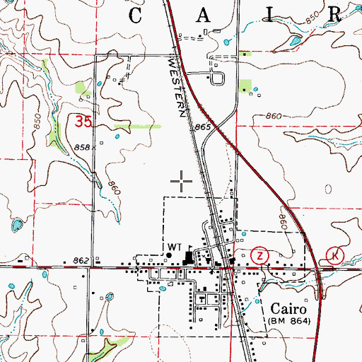 Topographic Map of Township of Cairo, MO