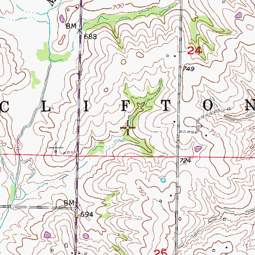 Topographic Map of Township of Clifton, MO