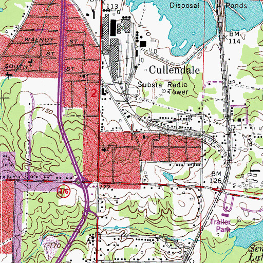 Topographic Map of Cullendale, AR