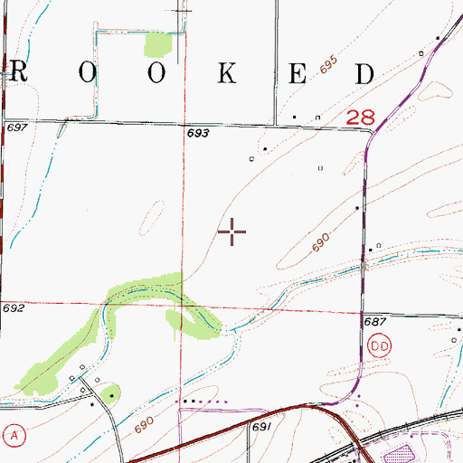 Topographic Map of Township of Crooked River, MO