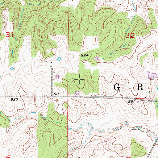 Topographic Map of Township of Grape Grove, MO