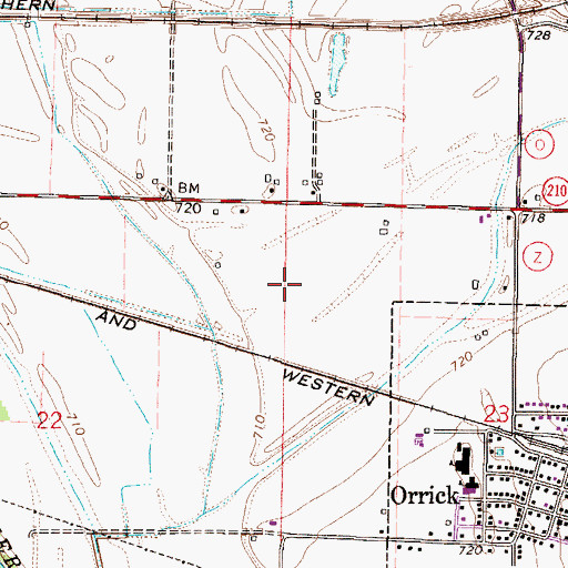 Topographic Map of Township of Orrick, MO
