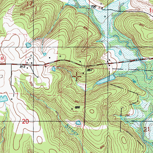 Topographic Map of Township of Center, MO