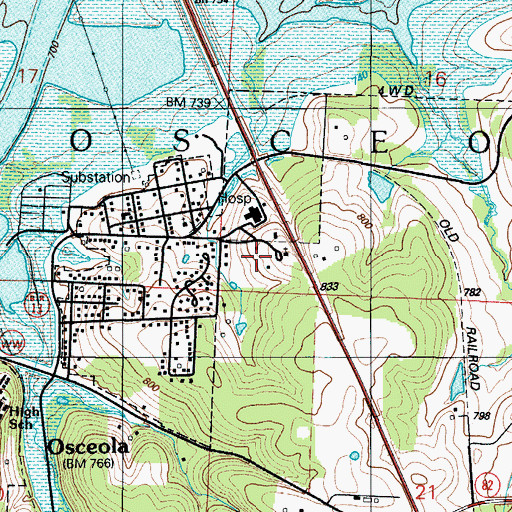 Topographic Map of Township of Osceola, MO