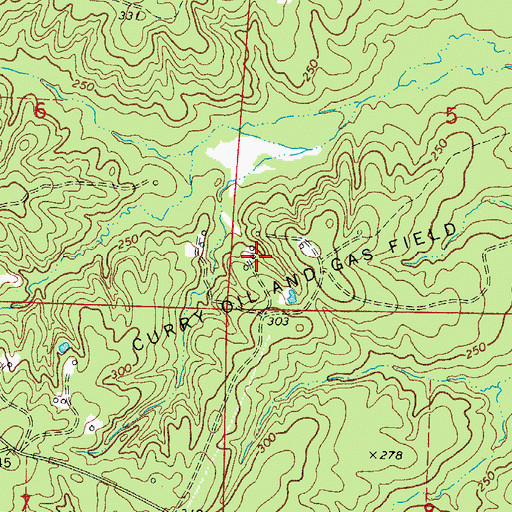 Topographic Map of Curry Oil and Gas Field, AR