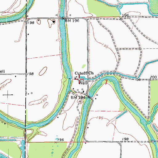 Topographic Map of Cutoff Church, AR
