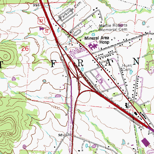 Topographic Map of Township of Saint Francois, MO