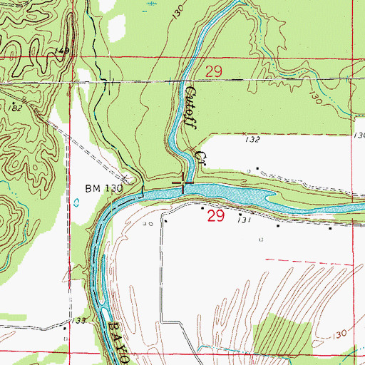 Topographic Map of Cutoff Creek, AR