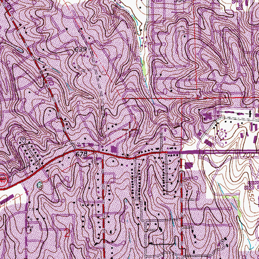 Topographic Map of Township of Creve Coeur, MO