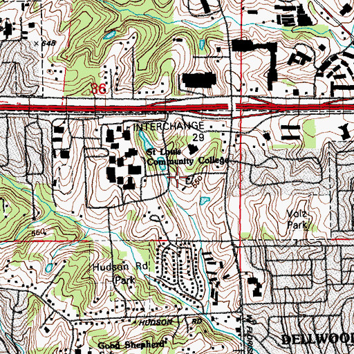 Topographic Map of Township of Ferguson, MO