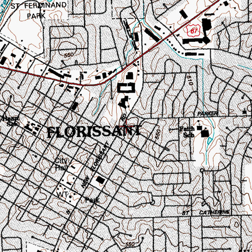 Topographic Map of Township of Florissant, MO