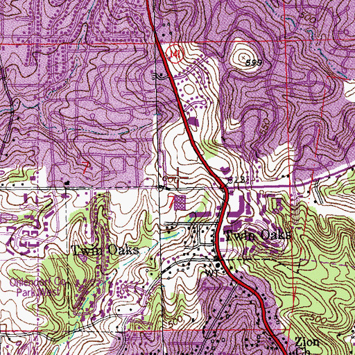 Topographic Map of Township of Queeny, MO