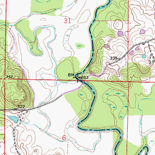 Topographic Map of Cypress Creek, AR