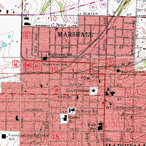 Topographic Map of Township of Marshall, MO