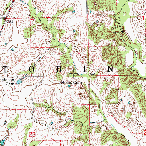 Topographic Map of Township of Tobin, MO