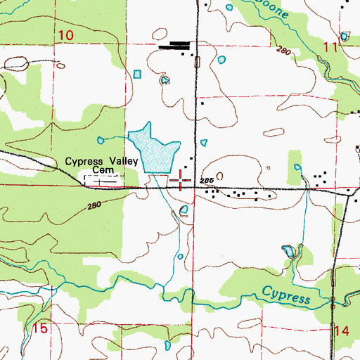 Topographic Map of Cypress Valley Methodist Church, AR