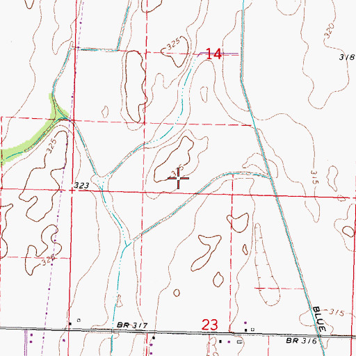Topographic Map of Township of Sandywoods, MO