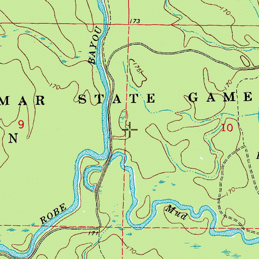 Topographic Map of Dagmar State Wildlife Management Area, AR