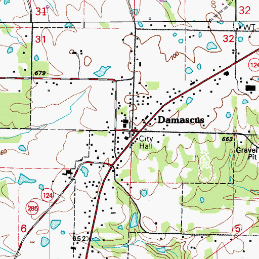 Topographic Map of Damascus, AR