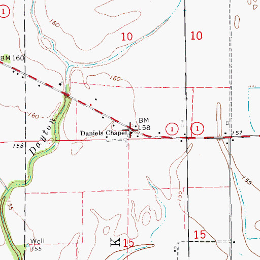 Topographic Map of Daniel Chapel Baptist Church, AR