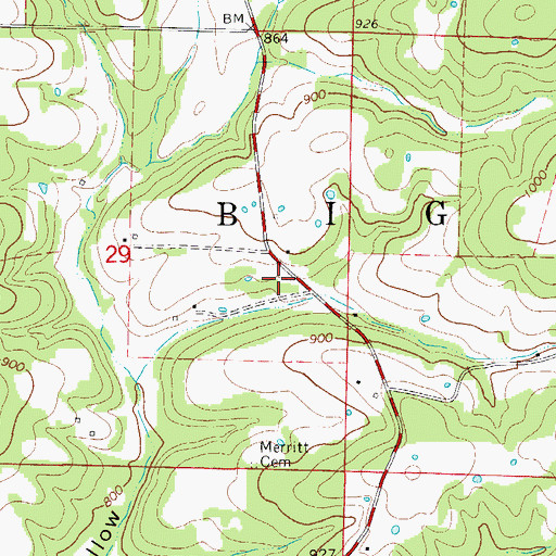 Topographic Map of Township of Big Creek, MO