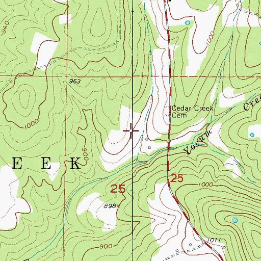 Topographic Map of Township of Cedar Creek, MO