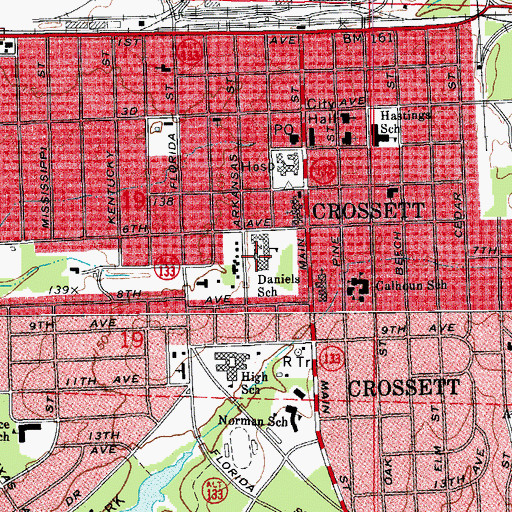 Topographic Map of Daniels School, AR