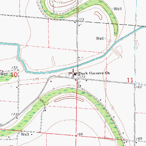 Topographic Map of Dark Corners Church, AR