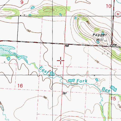 Topographic Map of Township of Blue Mound, MO