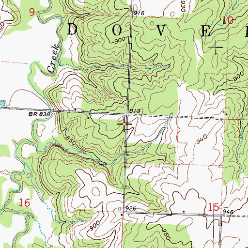 Topographic Map of Township of Dover, MO