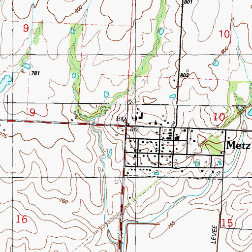 Topographic Map of Township of Metz, MO