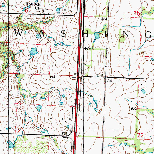 Topographic Map of Township of Washington, MO
