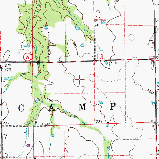 Topographic Map of Township of Camp Branch, MO