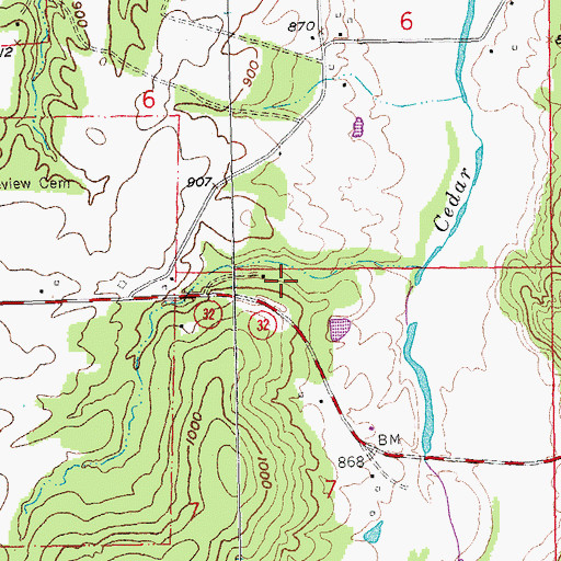 Topographic Map of Township of Bellevue, MO