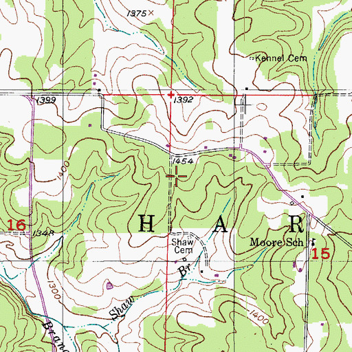 Topographic Map of Township of Hart, MO