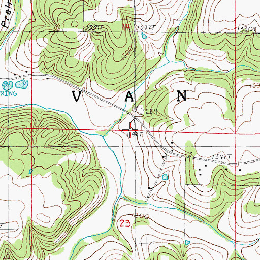 Topographic Map of Township of Van Buren, MO