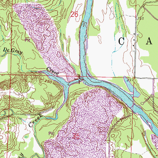 Topographic Map of De Gray Creek, AR