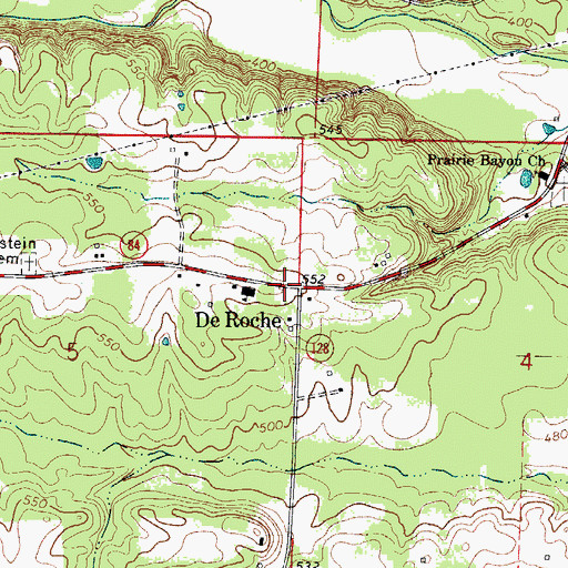 Topographic Map of De Roche, AR