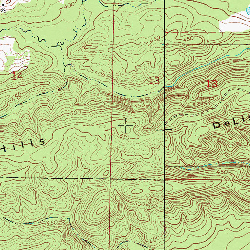 Topographic Map of DeLisle Hills, AR